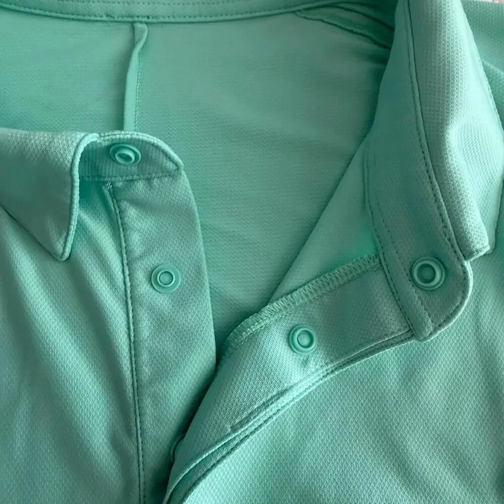 EUC Lululemon Men's Stretch Golf Polo Short Sleeve Wild Mint WLDM Size L $98 - Picture 5 of 6
